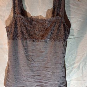 Purple Grey Lace Strap Tank Top